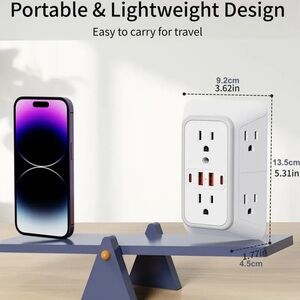 White Multi-Outlet Wall Charger with USB Ports